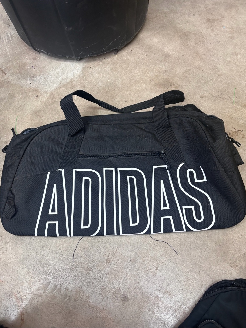adidas Black Duffel with White Logo - Sport Travel Bag